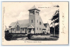 Narragansett Pier Rhode Island RI Postcard St. Philomena's Catholic Church 1905