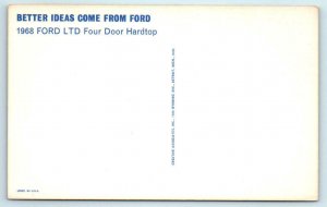 Car Advertising 1968 FORD LTD 4 Door Hardtop  Automobile Postcard