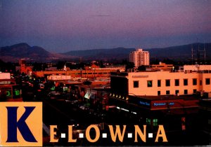 Canada Kelowna Bernard Avenue Looking East At Dusk 1998