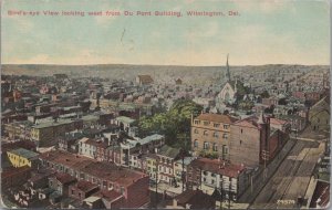 Postcard Bird's Eye View Looking West from Du Port Building Wilmington DE