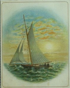 1880's Victorian Trade Card Sea Sailboat Fabulous! P82