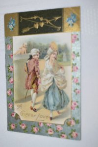 A Gift of Love Valentine Embossed Postcard Printed in Germany