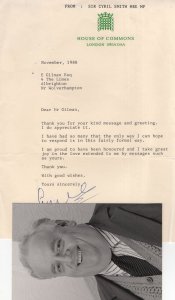 Cyril Smith 2x Autograph House Of Commons Letter & Hand Signed Photo Bundle