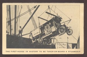 THE FIRST HOUSE IN HISTORY TO BE TAKEN ON BOARD A STEAMSHIP VINTAGE POSTCARD