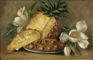 Gammius Boecker Fruit Still Life Art c1910 Postcard PINEAPPLE