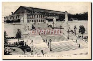 Old Postcard Marseille Staircase Monument De La Gare St Charles