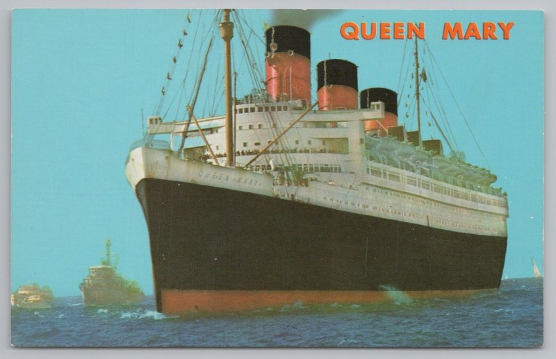 Ship~Queen Mary Steamer Long Beach California~Vintage Postcard 