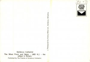 Salisbury Cathedral, West Front, Spire, Antony Miles Ltd., Salisbury postcard