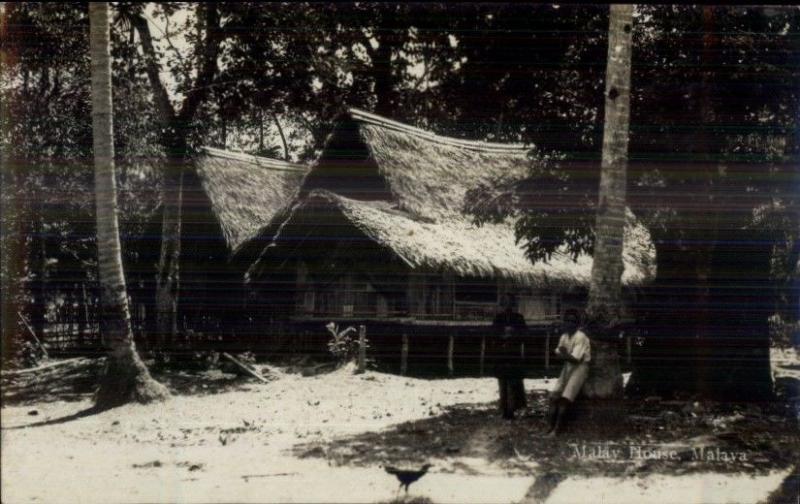 Malaya Malaysia Thatch Roof House c1920 Real Photo Postcard