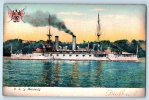 c1905 USS Kentucky Battleship US Navy Ship Unposted Antique Postcard