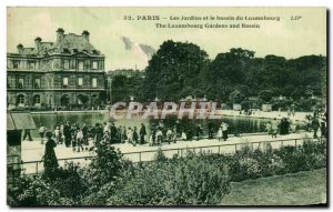 Postcard Old Paris Les Jardins Du Luxembourg Basin And Children