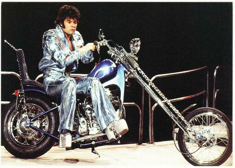 Gary Glitter on a Motorcycle Postcard