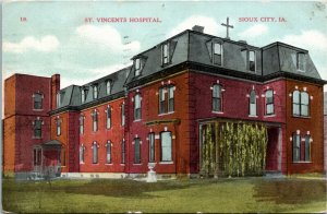 Postcard IA Woodbury County Sioux City St. Vincents Hospital 1909 H15