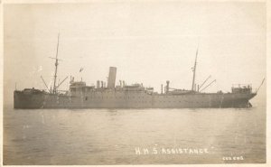 HMS Assistance WW1 Military Ship Old Real Photo Postcard