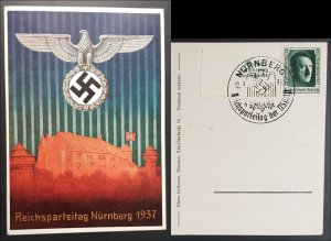 GERMANY THIRD 3rd REICH ORIGINAL PROPAGANDA CARD NÜRNBERG REICHSPARTEITAG 1937