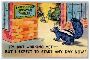 1945 WW2 Skunk Experience Sprayer Wanted Sign Soldier Tunk Baltimore MD Postcard