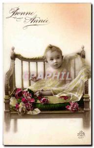 Fancy Happy New Year Old Postcard Children baby