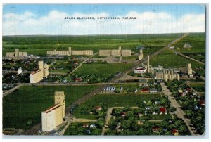 1940 Aerial View Of Grain Elevator Hutchinson Kansas KS Posted Trees Postcard