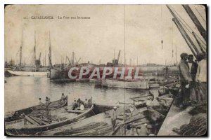 Postcard Old Port Casablanca to barges Boats