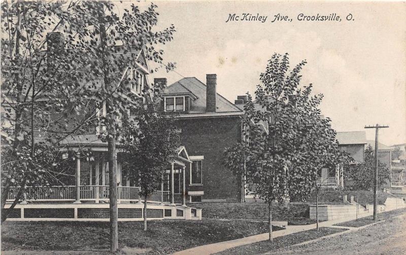 Ohio Postcard CROOKSVILLE Perry County 1908 McKINLEY AVENUE Homes 3 