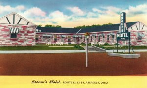 Aberdeen OH-Ohio, Brown's Motel Restaurant Hotel Rooms Dining Vintage Postcard