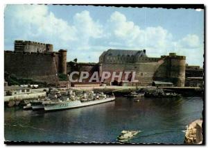 Old Postcard Brittany Colored Brest Course D Ajot And Chateau