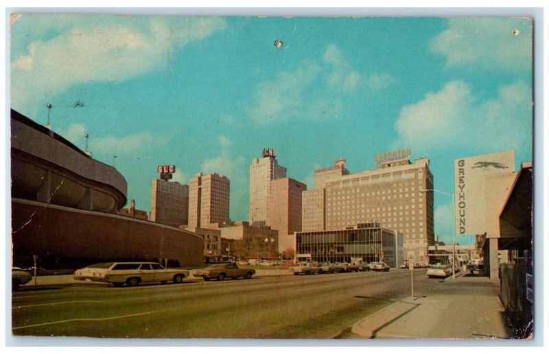 1974 Downtown Building Bus Station Restaurant Classic Car Fort Worth TX Postcard 