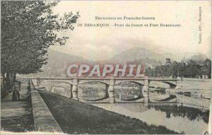 Postcard Besancon Old Canoe Bridge and Fort Rosemont