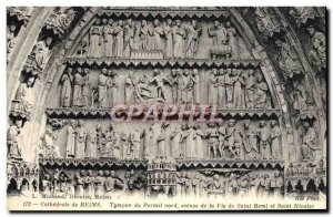 Old Postcard Cathedral of Reims Eardrum North Portal scenes from the life of ...