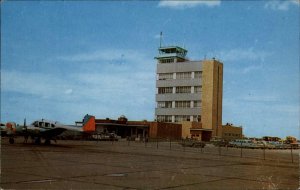 Sioux City Iowa IA Municipal Airport Twin Engine Airplane Vintage Postcard