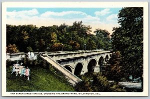 Vtg Wilmington Delaware DE Van Buren Street Bridge Crossing Brandywine Postcard