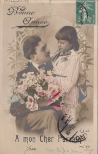 RP: NEW YEAR, PU-1902; Father and Child, Bouquet of flowers