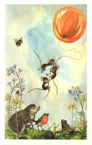 Medici Postcard Pk 314; Molly Brett, The Balloon Goes Up, Mice Hanging On String