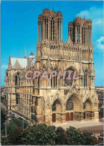 Modern Postcard Cathedral of Reims Facade West and North Coast