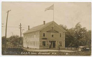 Seabrook NH Post Office & O.U.A.M. Hall RPPC Postcard