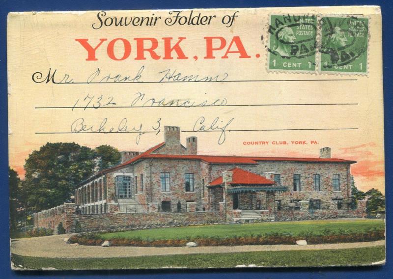 York Pennsylvania pa Continental Square 1930s postcard folder #2