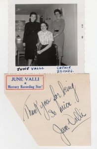 June Valli Vintage Signed Autograph & Fan Private Photo