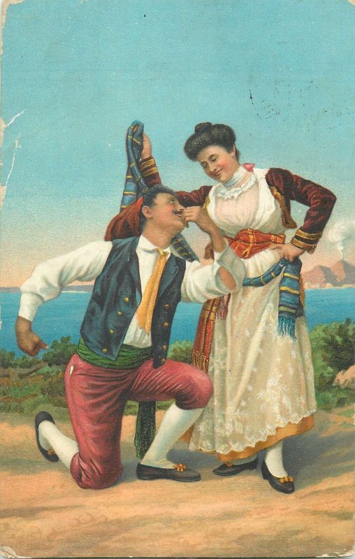 Stengel Postcard ethnic napoletan types and scenes folk outfits