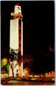 c1970s Jefferson IA WF Mahanay Memorial Bell Tower Night Brutalist Monolith A264