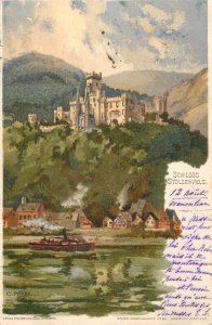 Germany sail & navigation themed postcard Stolzenfels castle cruise ship