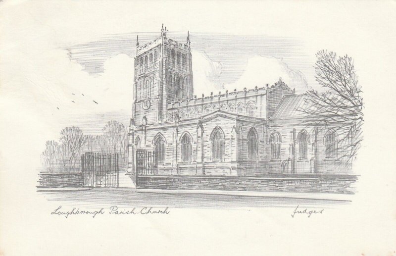 LOUGHBOROUGH PARISH CHURCH, Leicestershire - Vintage POSTCARD (Drawing)