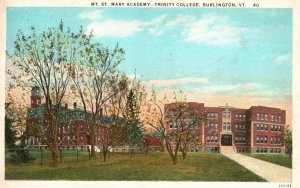 Vintage Postcard 1926 Mt. St. Mary Academy Trinity College School Burlington VT