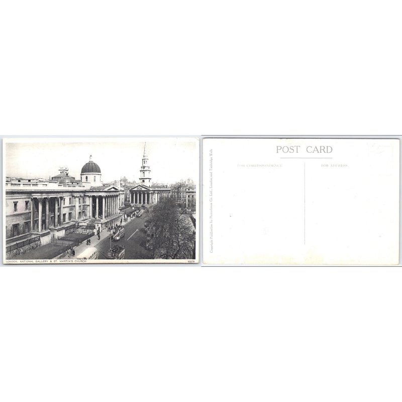 Postcard London National Gallery & St. Martin's Church Architecture