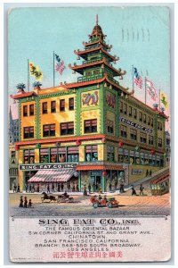 San Francisco California Postcard Sing Fat Co. Oriental Bazaar Chinatown c1910