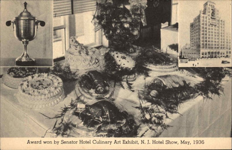 Atlantic City New Jersey NJ Senator Hotel Culinary Art Exhibit Vintage Postcard