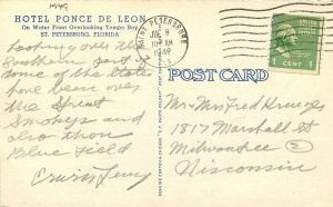 Postcard 1949 Florida St. Petersburg Hotel Ponce De Leon occupation FL24-1854