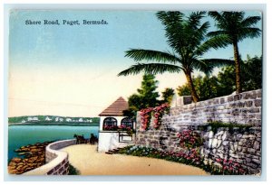 1932 Shore Road and Wall View, Paget, Bermuda Posted Vintage Cancel Postcard