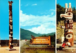 BC, Canada  WELCOME TO PRINCE RUPERT  Roadside Sign & Totems  4X6 Postcard