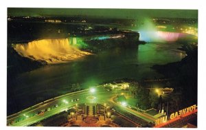 OVERSIZE, Illuminated  Niagara Falls Ontario, 5.5 X 9 Inch Vintage Postcard