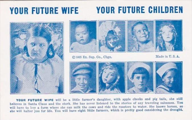 Humour Vintage Arcade Card Your Future Wife Will Be A Little Farmer's Da...